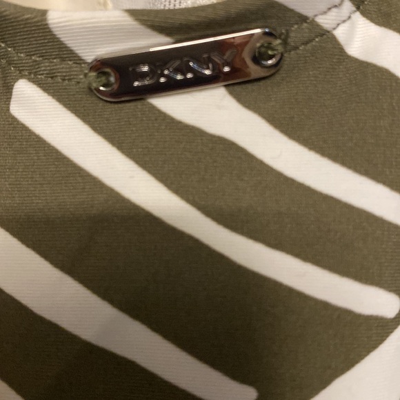 DKNY one piece swimming suit, size 8 color olive and white. - Picture 4 of 8